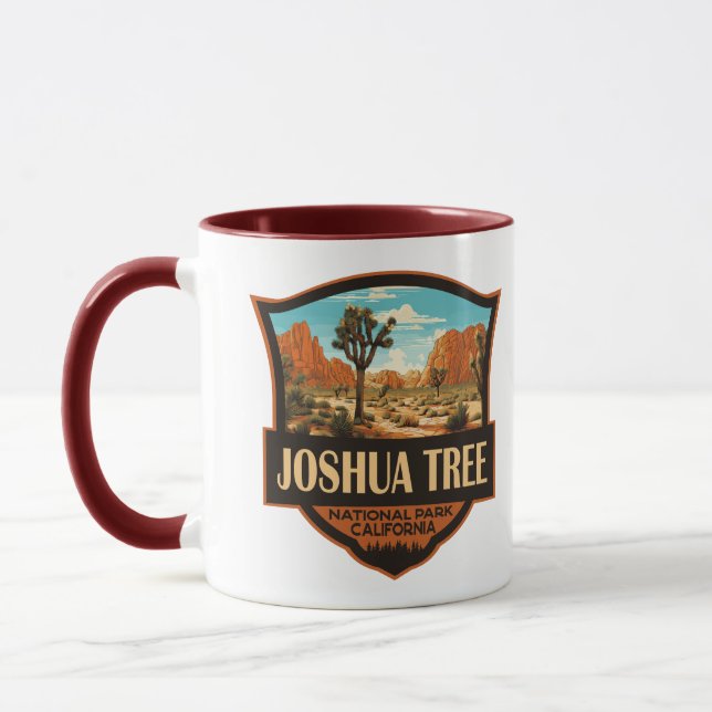 Joshua Träd nationalpark Illustration Retro Mugg (Vänster)