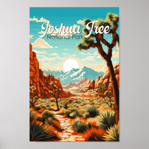 Joshua Träd nationalpark Illustration Retro Poster