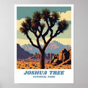 Joshua Träd nationalpark illustration retro Sceni Poster