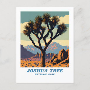 Joshua Träd nationalpark illustration retro Sceni Vykort
