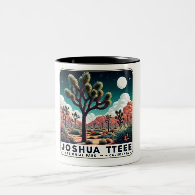 Joshua Träd nationalpark Kalifornien Desert Square Två-Tonad Mugg (Center)