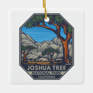 Joshua Träd nationalpark Retro Emblem Julgransprydnad Keramik