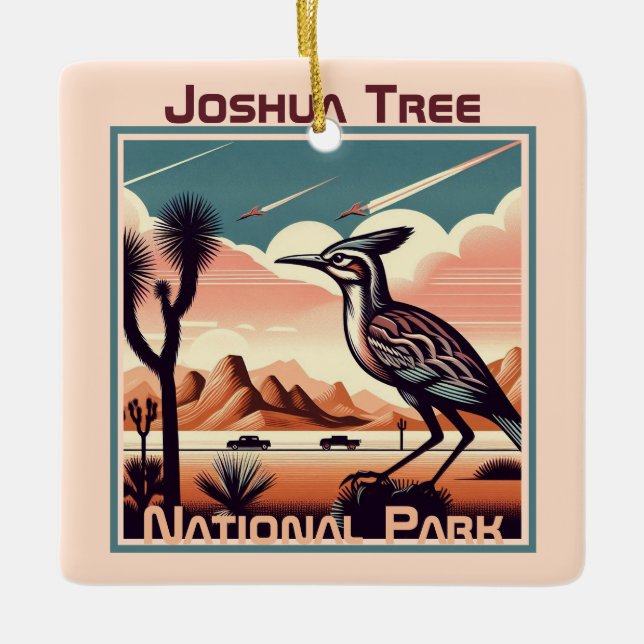 Joshua Träd nationalpark Retro Souvenir Gift Julgransprydnad Keramik (Framsida)