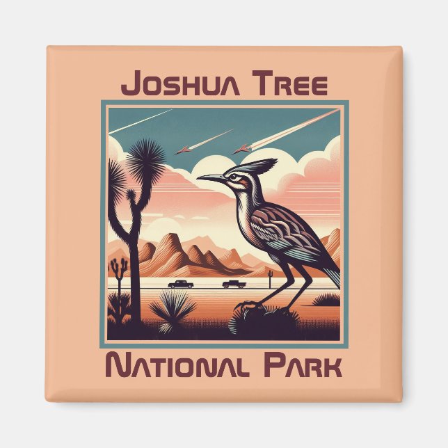 Joshua Träd nationalpark Retro Souvenir Gift Magnet (Framsidan)