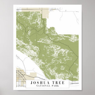 Joshua Träd nationalpark Retro Street Karta Poster