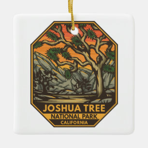 Joshua Träd nationalpark Sunset Retro Emblem Julgransprydnad Keramik