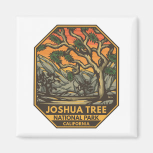 Joshua Träd nationalpark Sunset Retro Emblem Magnet