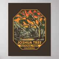 Joshua Träd nationalpark Sunset Retro Emblem