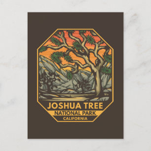 Joshua Träd nationalpark Sunset Retro Emblem Vykort