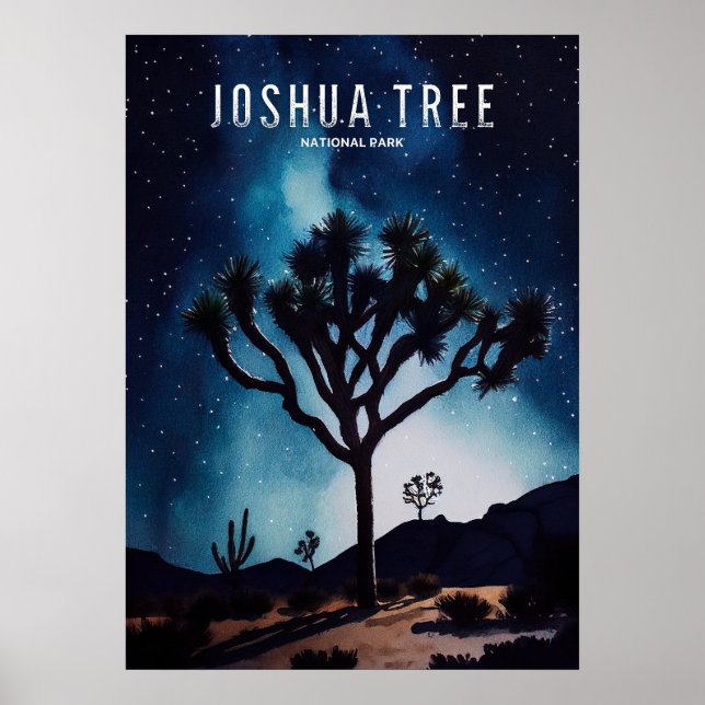 Joshua Träd Nightime Stars Cactus Poster (Framsidan)