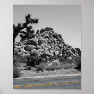 Joshua Träd Sten med Road - California Photo Poster
