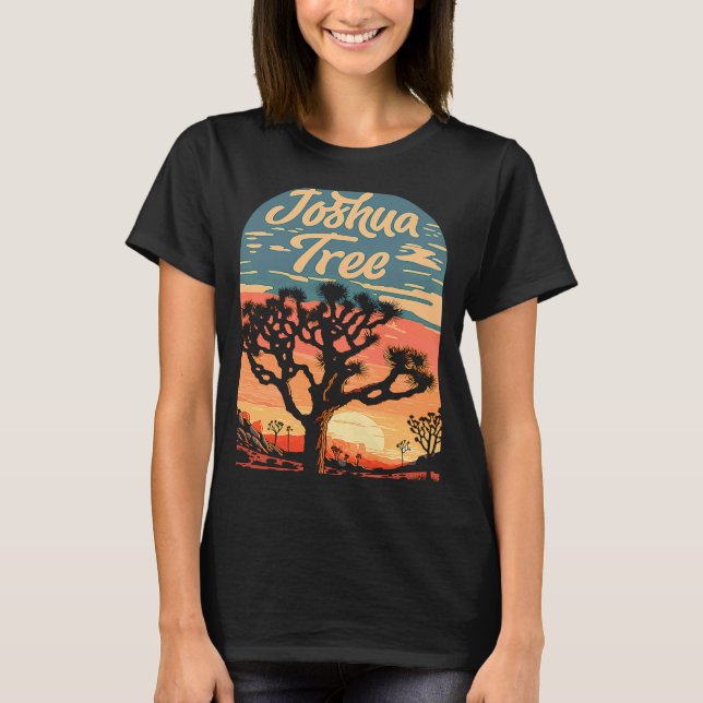 Joshua Träd Sunset Retro Classic nationalpark 80-t T Shirt (Framsida)