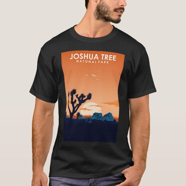 Joshua Träd Vintage Minimimal Retro nationalpark T Shirt (Framsida)