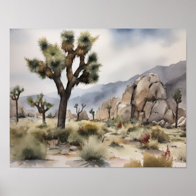 Joshua Träd Watercolor Art Print Poster (Framsidan)