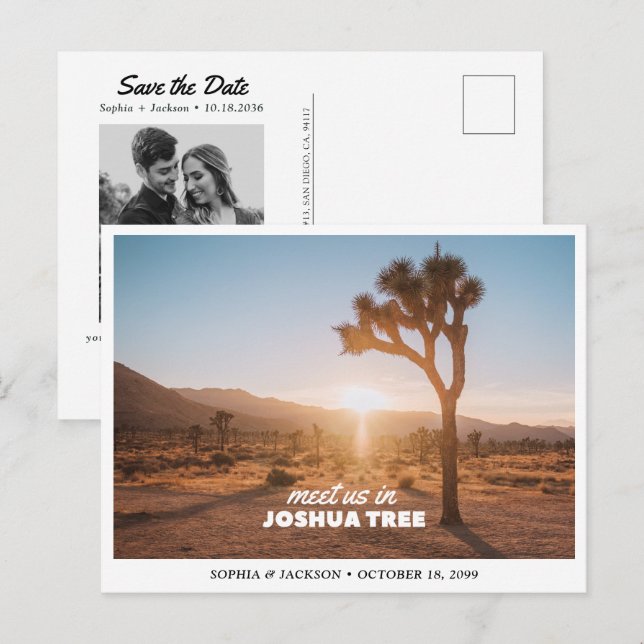 Joshua Tree National Park Bröllop Spara Datum Vykort (Fram/baksida)