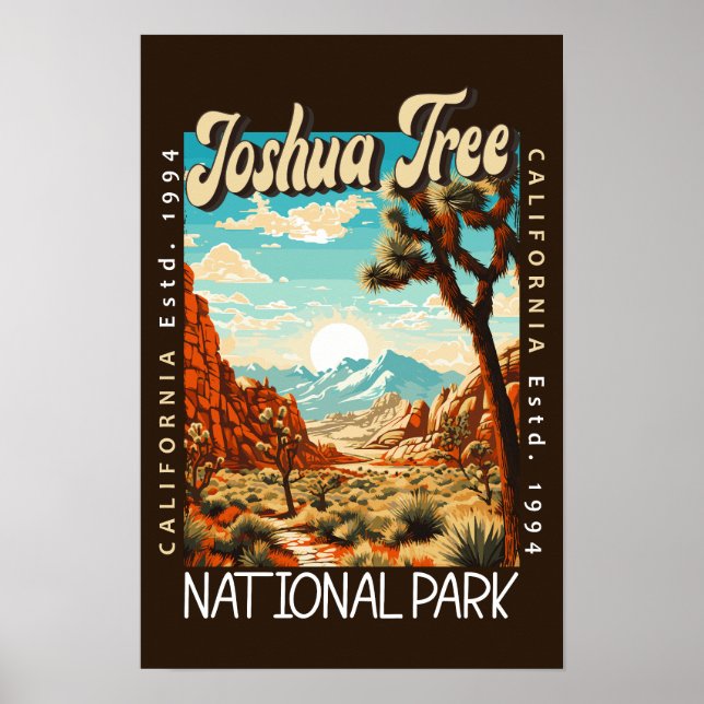 Joshua Tree National Park Illustration Distressed Poster (Framsidan)