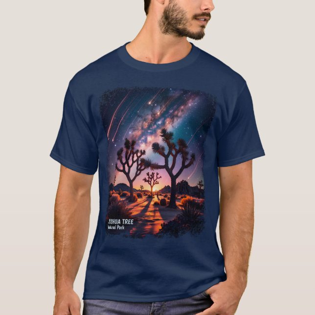Joshua Tree National Park Milky Way Meteor Shower T Shirt (Framsida)