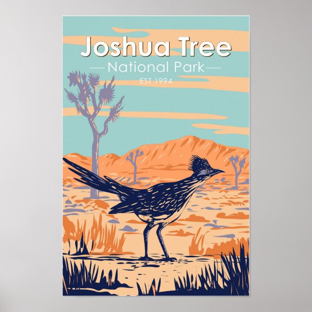 Joshua Tree National Park Roadrunner Vintage Poster (Framsidan)