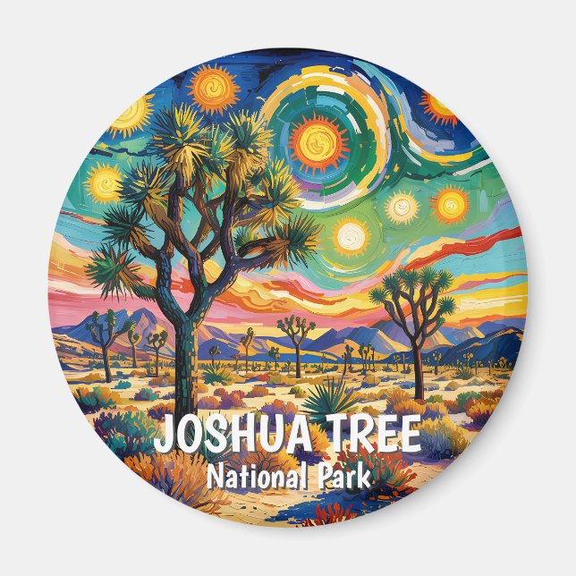 Joshua Tree National Park Van Gogh Färgrik Öken Magnet (Framsidan)