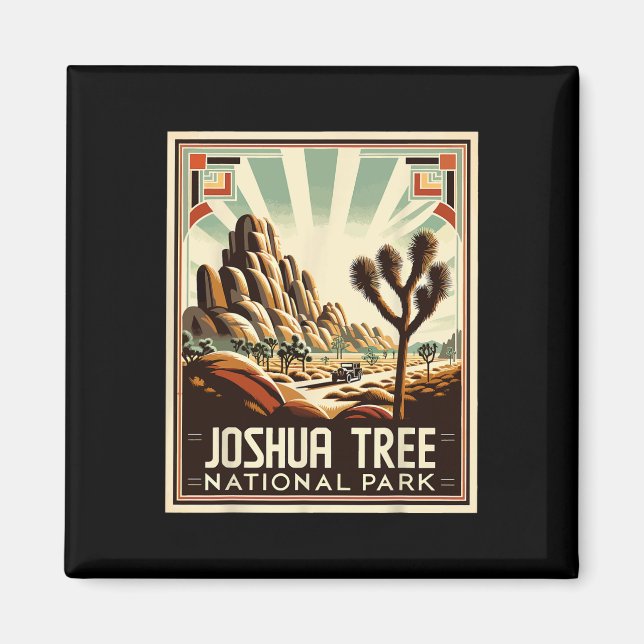 Joshua Tree National Park Vintage Vandring Camping Magnet (Framsidan)