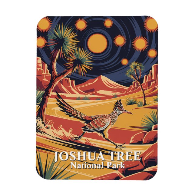 Joshua Tree Nationalpark Rolig Roadrunner Vintage Magnet (Vertikal)