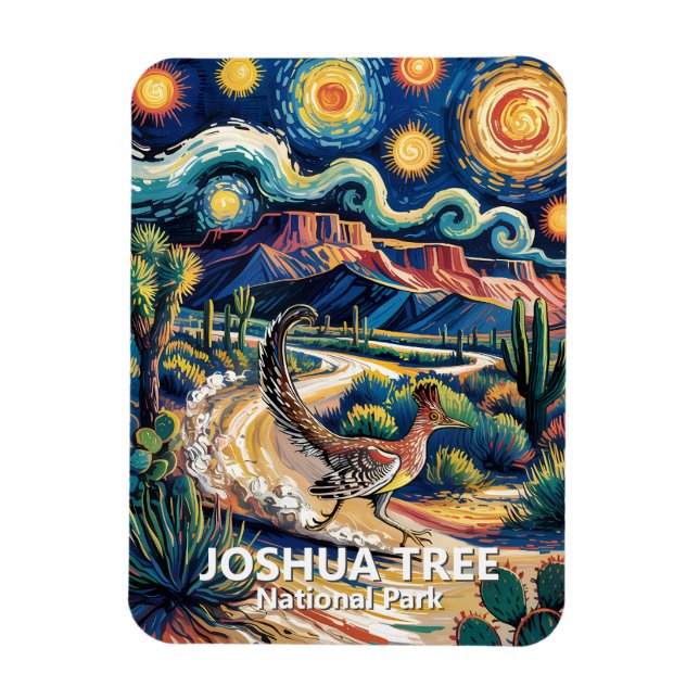 Joshua Tree Roadrunner Färgglatt Ökenlandskap Magnet (Vertikal)