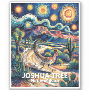 Joshua Tree Roadrunner Färgrik Ökenlandskap Klistermärken