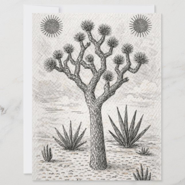 joshua tree skiss | öken skiss konst (Framsida)