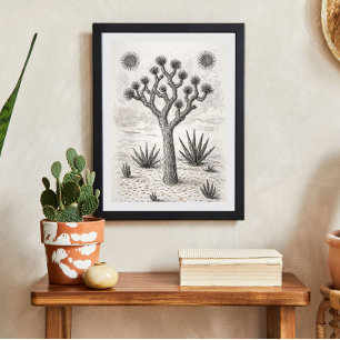 joshua tree skiss öken skiss konst poster