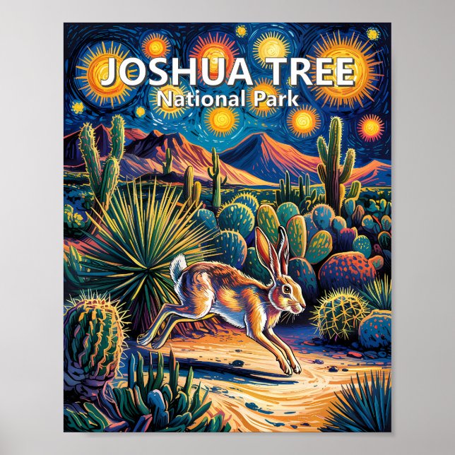 Joshua Tree Van Gogh Ökenvild Kanin Poster (Framsidan)