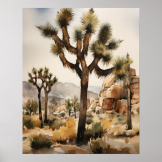Joshua Tree Watercolor Konsttryck Poster