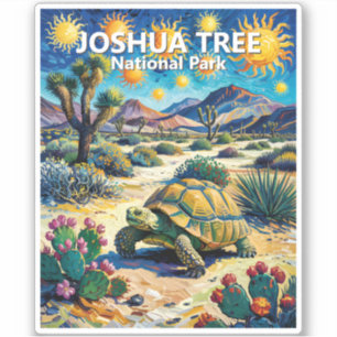 Joshua Tree Wildlife Sköldpadda Färgrik Van Gogh Klistermärken