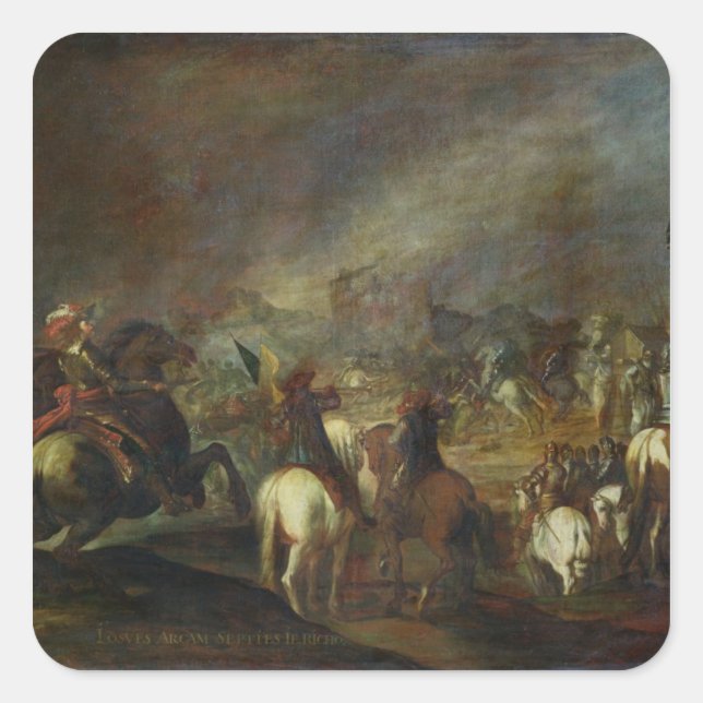 Joshua vid Jerikos väggar Fyrkantigt Klistermärke (Framsida)