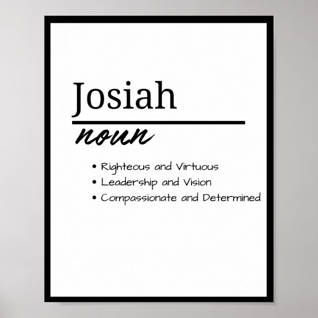 Josiah, Boy Personalized Name Definition Poster (Framsidan)