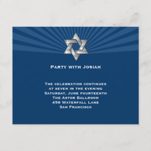 Josiah Silver Judisk stjärna Bar Mitzvah-inbjudan Inbjudningar