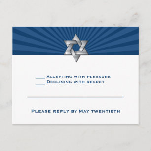 Josiah Silver Judisk stjärna Bar Mitzvah-inbjudan OSA Kort