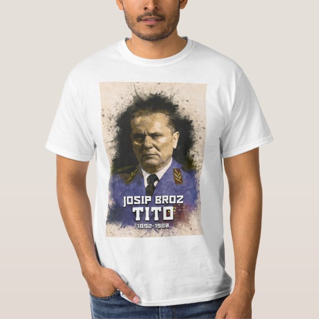 Josip Broz Tito 1892-1980 SFRJ Färg porträtt T Shirt (Framsida)