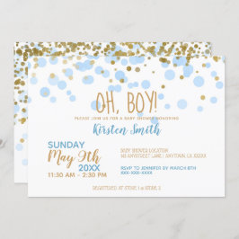 Jösses! Blå och Guld konfetti pojkvän-skuvel Inbjudningar