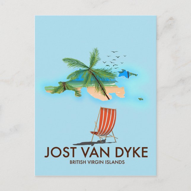 jost van dyke Brittiska Jungfruöarna. Vykort (Framsida)