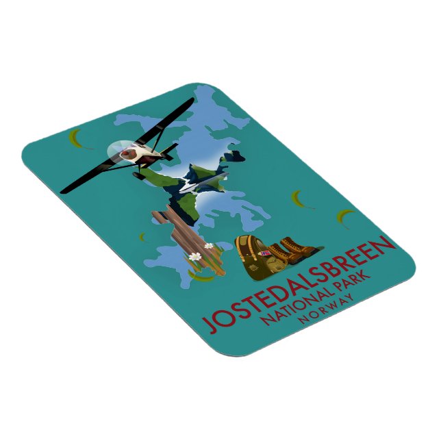 Jostedalsbreen Nationalpark Flygplansaffisch Magnet (Högersidan)
