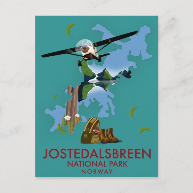 Jostedalsbreen nationalparksflygposter vykort (Framsida)