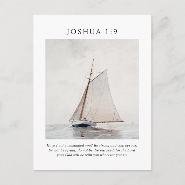 Josua 1:9 Var stark och modig Vykort (Framsida)