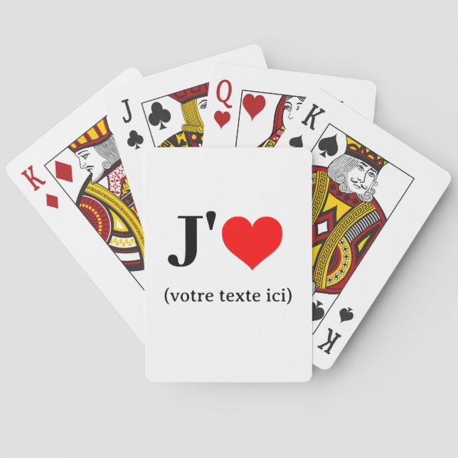 Jouer aux cartes J'aime (votre texte ici) Casinokort (Baksidan)