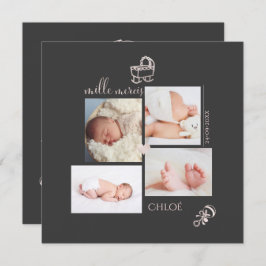 Jouets Ro Pâle Remerciement Naissance Fille-kort Inbjudningar