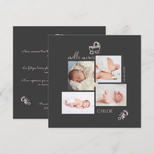 Jouets Ro Pâle Remerciement Naissance Fille-kort Inbjudningar