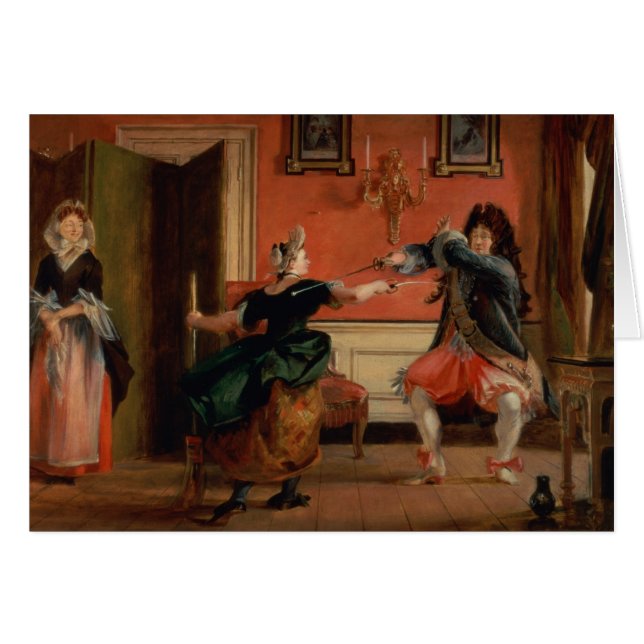 Jourdain fäktar hans Maid Hälsningskort (Framsidan Horizontal)