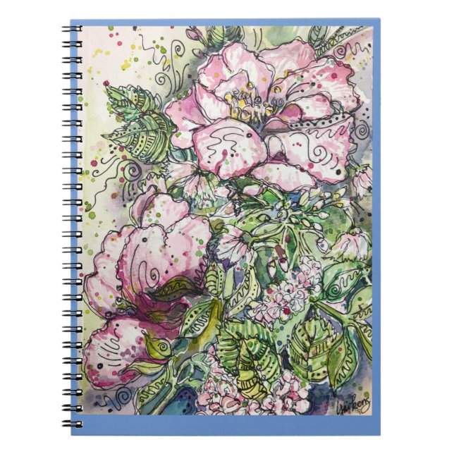 Journal/Anteckningsbok- "Peonies & Dogwood" Anteckningsbok (Framsidan)