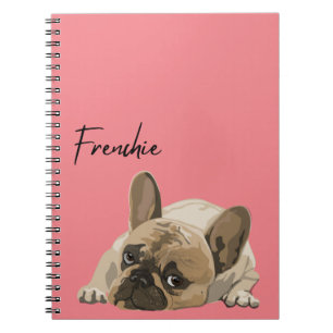 Journal/bärbar dator - Rosa Frenchie, Fransk Bulld Anteckningsbok