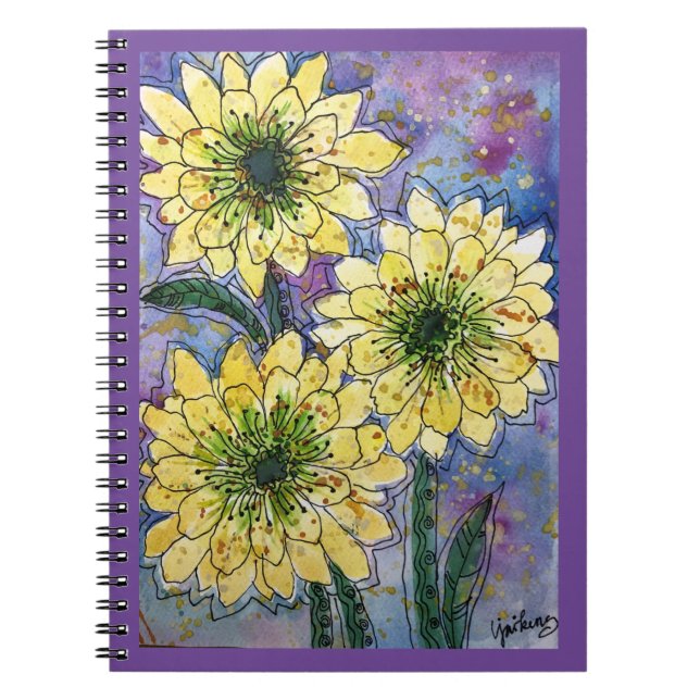 Journal/Bärbara datorer - Gult Chrysanthemum Flowe Anteckningsbok (Framsidan)