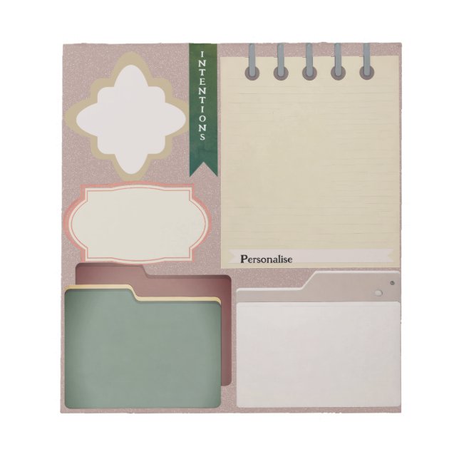 Journal Diary Rosa Personal ScrapbookPaper Anteckningsblock (Framsida)